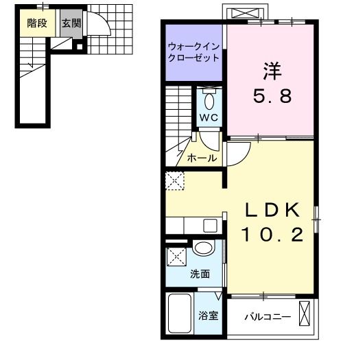 津山市大谷のアパートの間取り