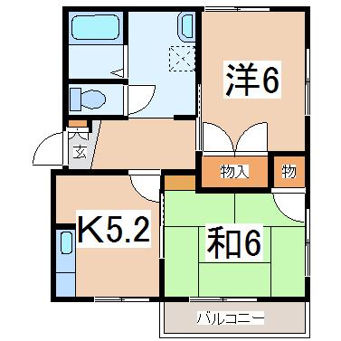 郡山市熱海町熱海のアパートの間取り