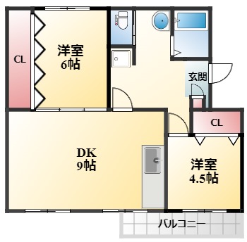 箕面市粟生間谷西のマンションの間取り