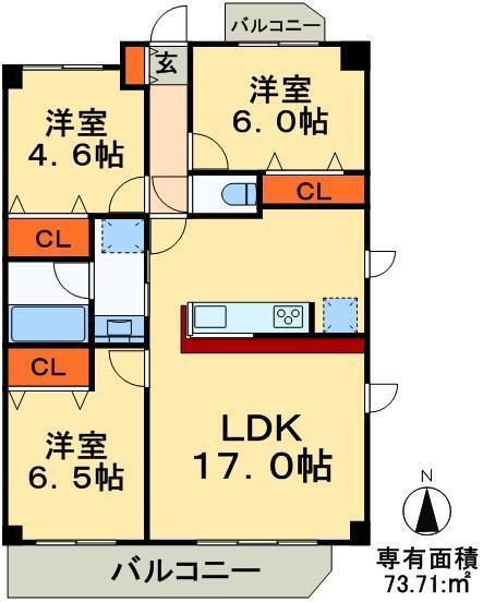 流山市後平井のマンションの間取り