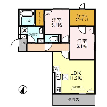 京都市伏見区羽束師古川町のアパートの間取り