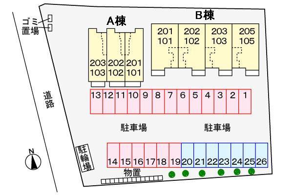 【松江市玉湯町玉造のアパートの駐車場】