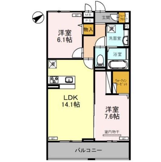 大枝D-ROOM　A棟の間取り