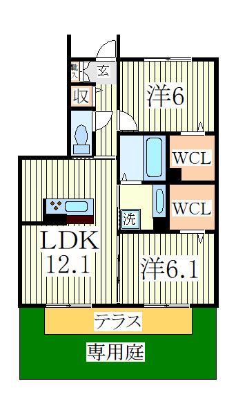 流山市市野谷のアパートの間取り