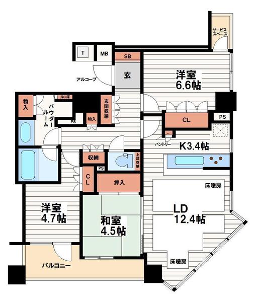 【パークタワー北浜の間取り】