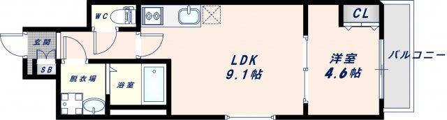 東大阪市三ノ瀬のアパートの間取り