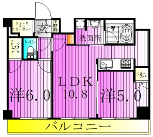 足立区中川のマンションの間取り