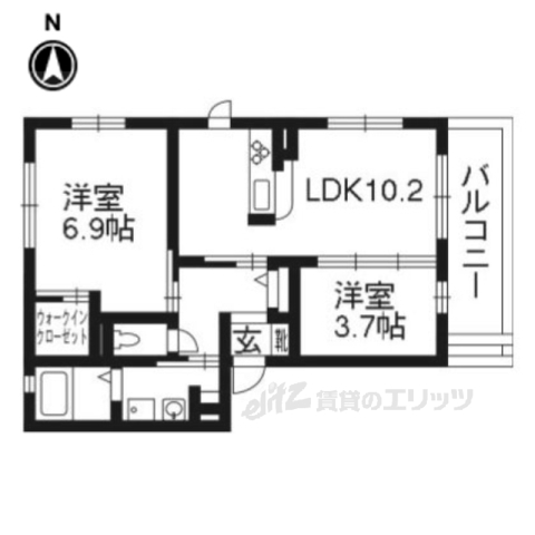 乙訓郡大山崎町字円明寺のアパートの間取り