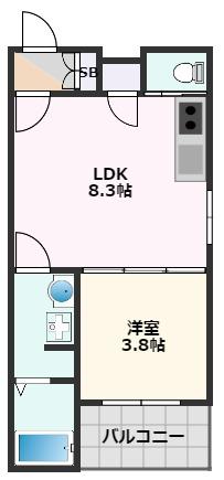 大阪市東淀川区北江口のアパートの間取り