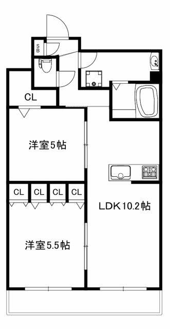 久喜市久喜中央のマンションの間取り