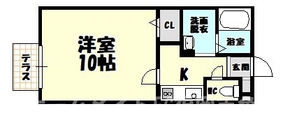 糟屋郡篠栗町大字田中のアパートの間取り