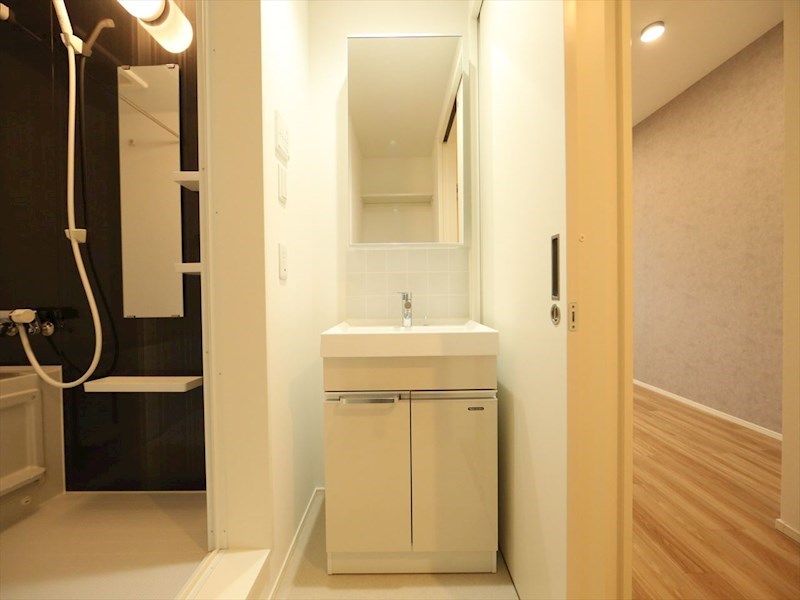 洗面設備　脱衣所　独立洗面台　収納スペース有