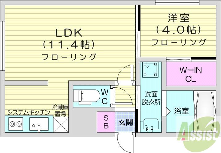 地下鉄東西線 円山公園駅 徒歩14分 4階建 築12年の間取り写真