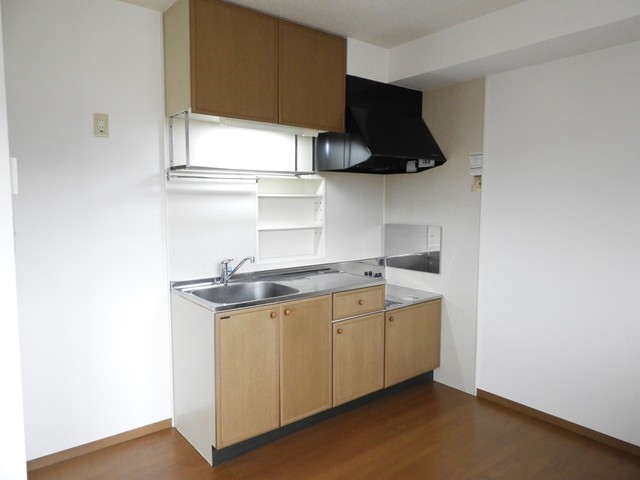 キッチン　写真は別部屋（反転：１号室タイプ）になります。