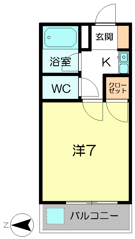 奈良市押熊町のアパートの間取り