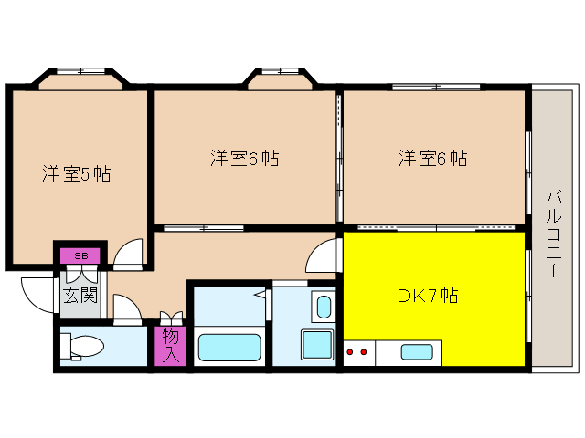 神戸市灘区寺口町のマンションの間取り