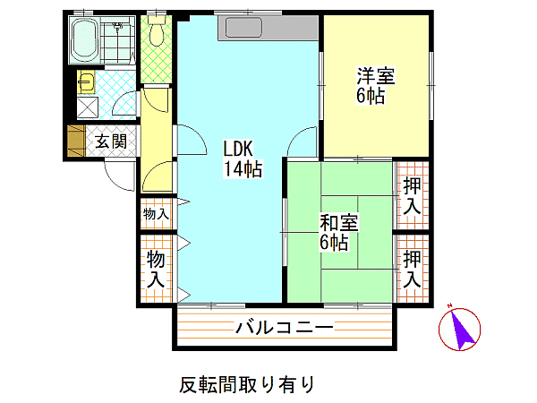 広島市安佐南区高取北のアパートの間取り