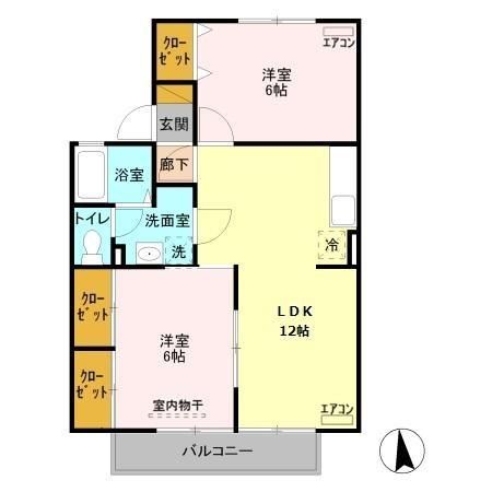 宇都宮市江曽島町のアパートの間取り