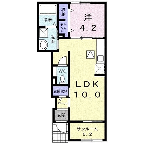 金沢市観法寺町のアパートの間取り