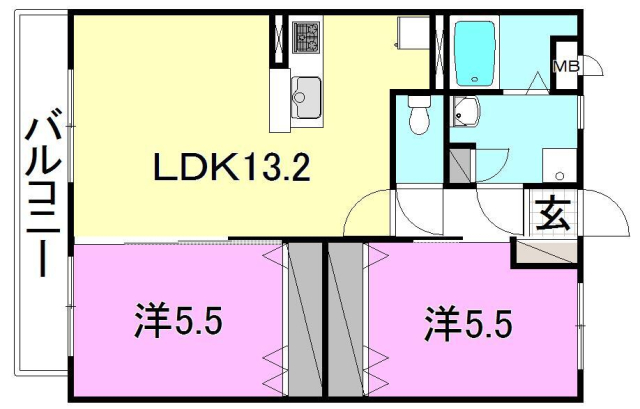 松山市馬木町のマンションの間取り