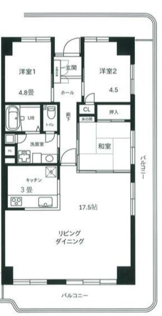 鎌倉市岩瀬のマンションの間取り