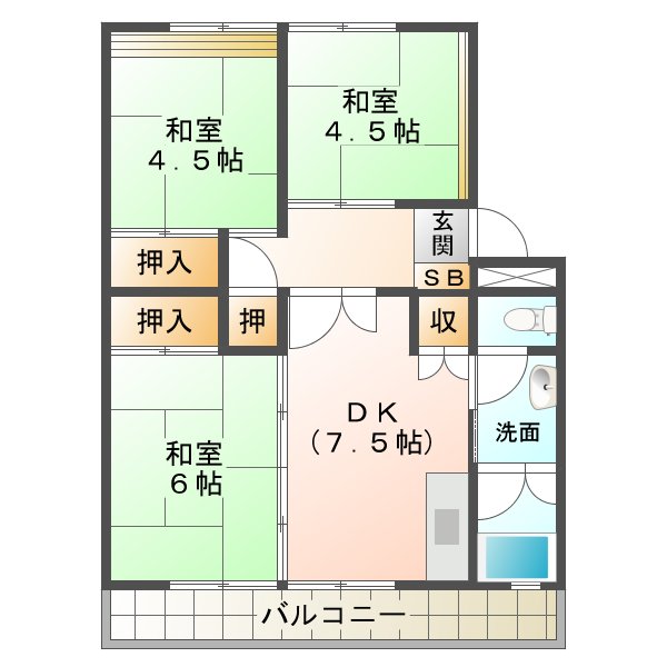 上浜団地（１・２号棟）の間取り