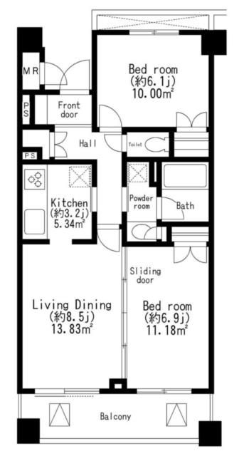 【世田谷区弦巻のマンションの間取り】