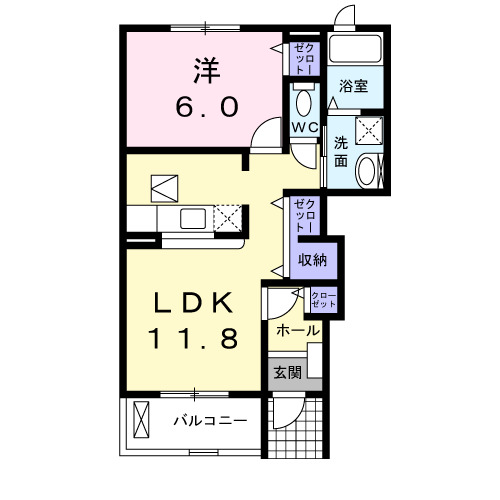 名古屋市緑区桶狭間森前のアパートの間取り