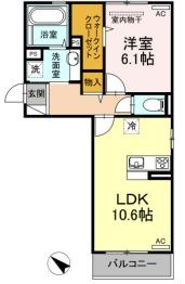 倉敷市新倉敷駅前のアパートの間取り