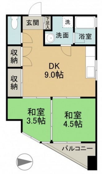 広島市西区西観音町のマンションの間取り