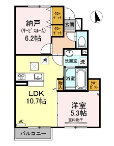 広島市安佐北区亀山のアパートの間取り