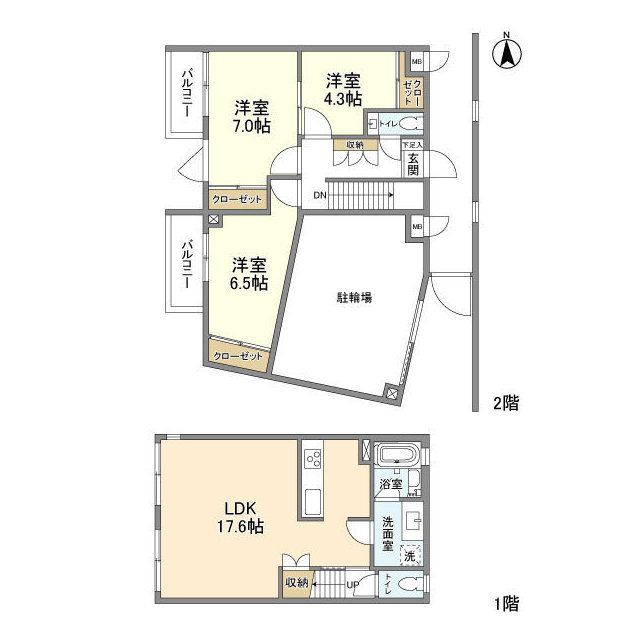 芦屋市川西町のマンションの間取り