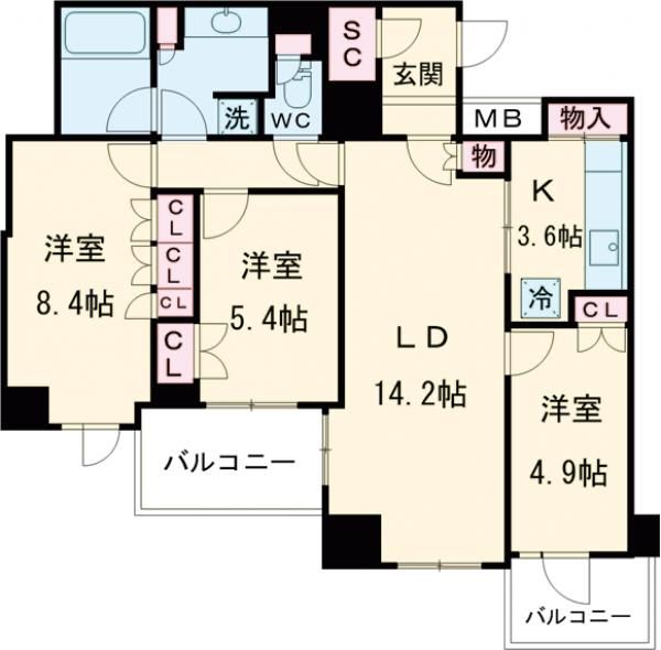 品川区西五反田のマンションの間取り