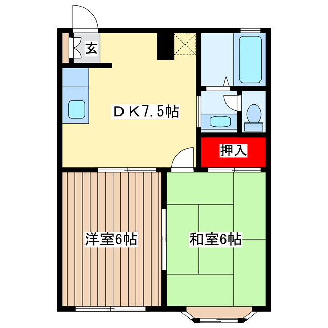 塩谷郡高根沢町宝石台のアパートの間取り