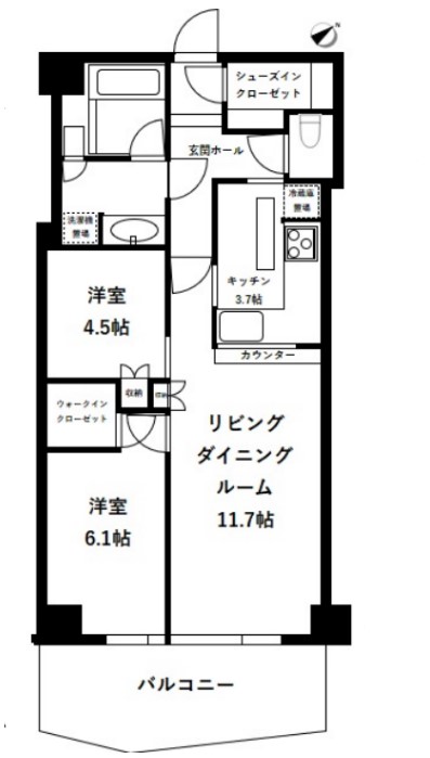 港区芝浦のマンションの間取り