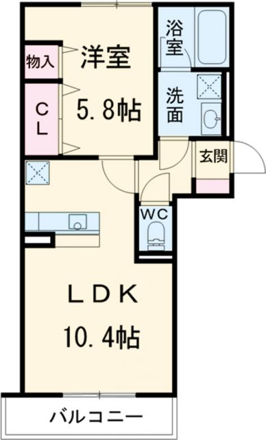 名古屋市熱田区花町のアパートの間取り