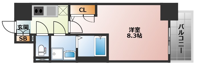 S-RESIDENCE難波大国町dominaの間取り