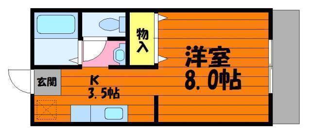 倉敷市福島のアパートの間取り