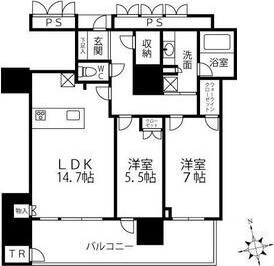 【大阪市天王寺区小宮町のマンションの間取り】