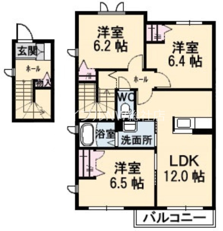 倉敷市玉島長尾のアパートの間取り