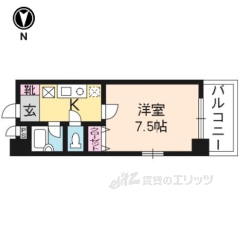 京都市上京区伊勢殿構町のマンションの間取り