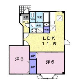 福山市新市町大字戸手のアパートの間取り