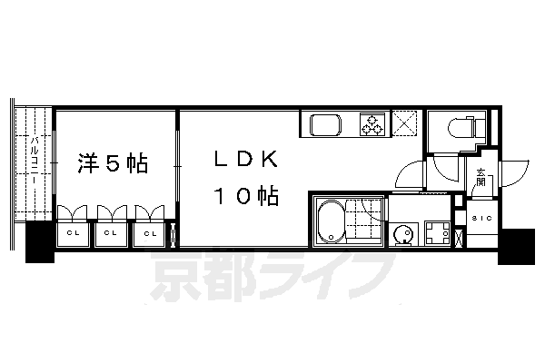 京都市下京区稲荷町のマンションの間取り