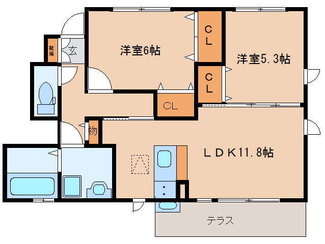 葛城市尺土のアパートの間取り