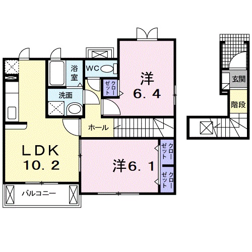 福山市新市町大字戸手のアパートの間取り