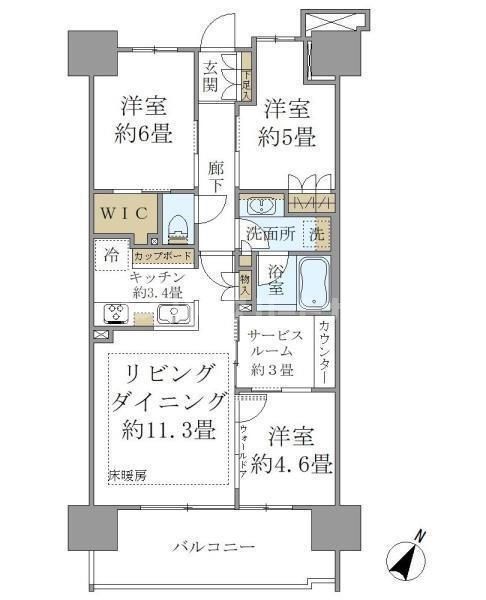 さいたま市大宮区北袋町のマンションの間取り