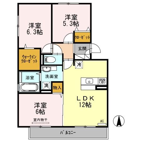 和歌山市中島のアパートの間取り