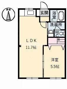 下関市梶栗町のアパートの間取り