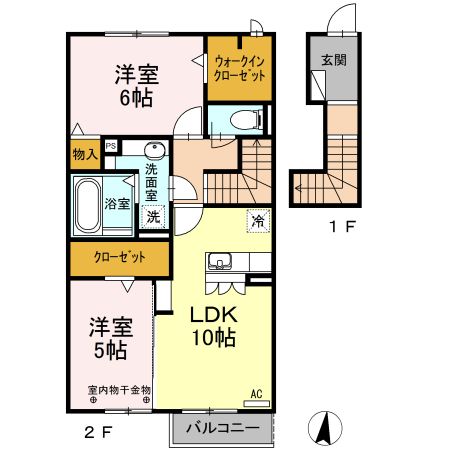 静岡市清水区蒲原新栄のアパートの間取り