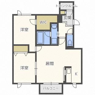 札幌市北区屯田七条のアパートの間取り